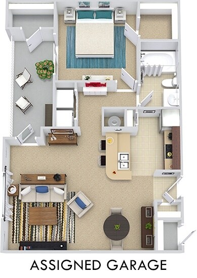 1 Bed • 1 Bath 11302 floor plan